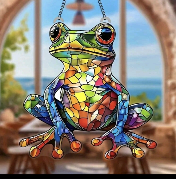 Acrylic Stained Glass Frog Suncatcher - Picture 4 of 4